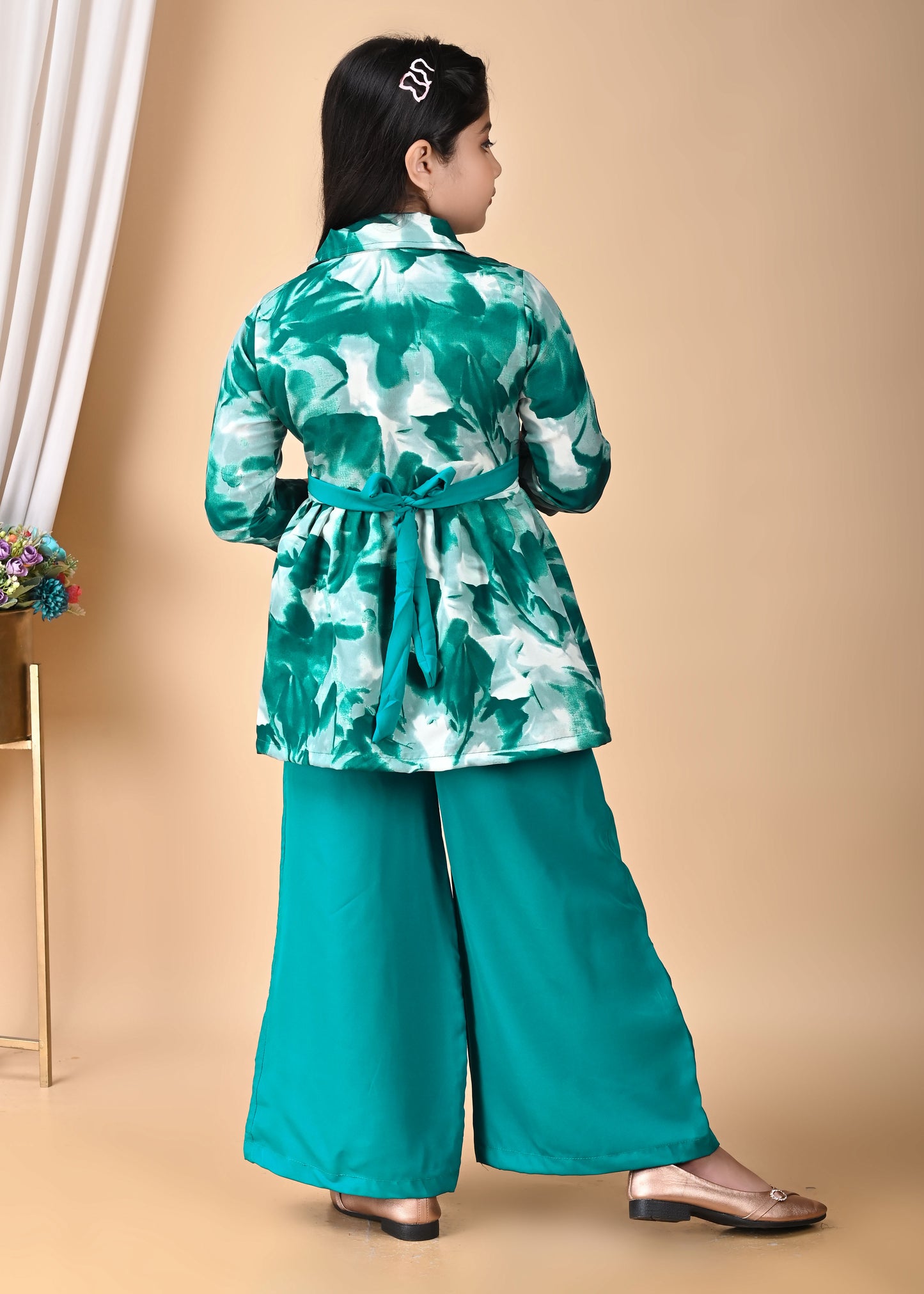 Girl's Stylish ETHNIC SET DRESS Western Party Wear Dresses Girls' Orange Floral Printed Tunic with Palazzo Pant Set | Stylish Party & Casual Wear | Soft Cotton Blend Fabric | Age 2-12 Years