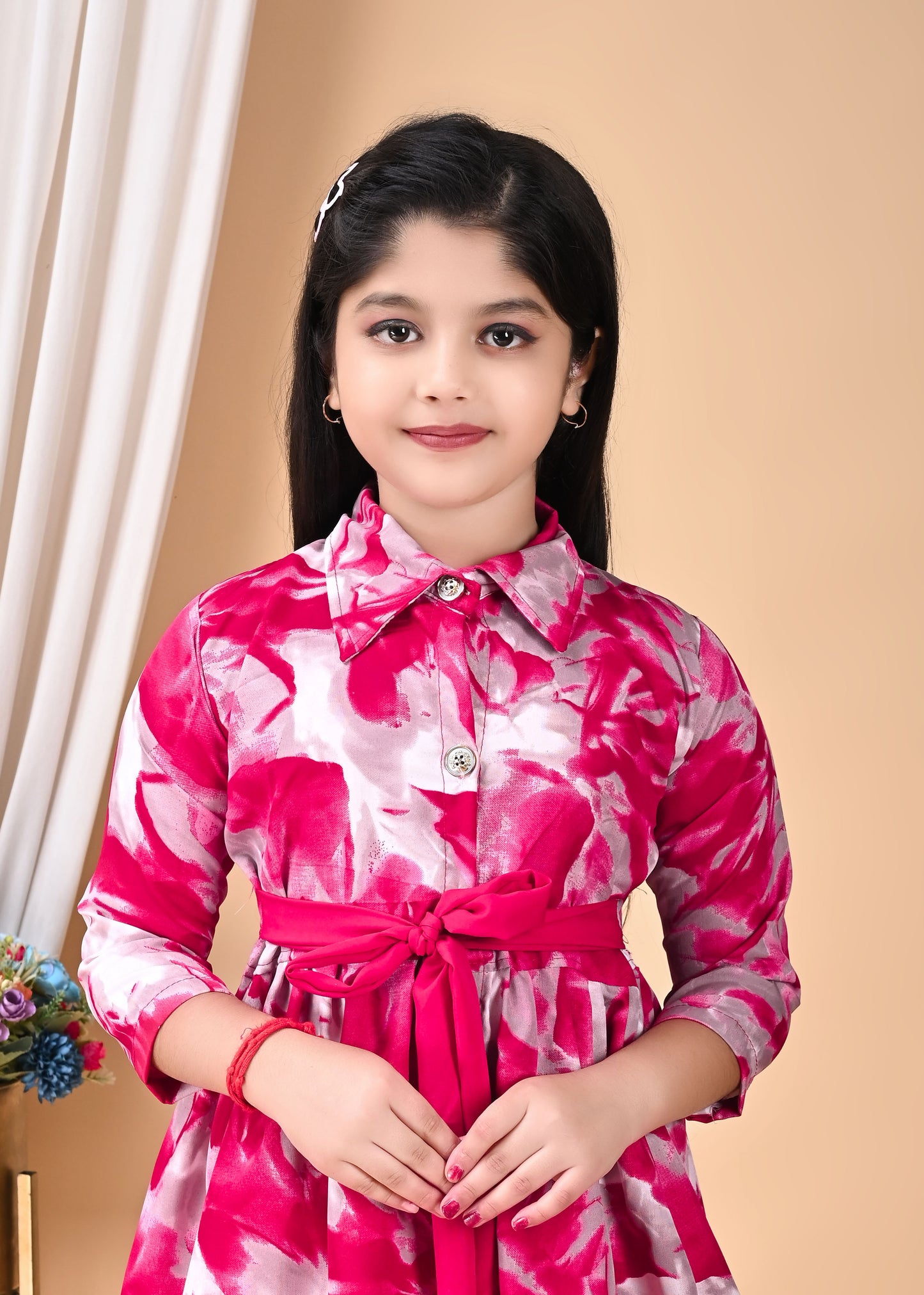 Girl's Stylish ETHNIC SET DRESS Western Party Wear Dresses Girls' Orange Floral Printed Tunic with Palazzo Pant Set | Stylish Party & Casual Wear | Soft Cotton Blend Fabric | Age 2-12 Years